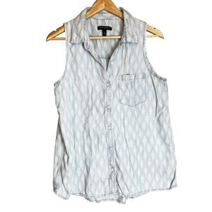 Banana Republic Chambray Shirt Womens Medium Lyocell Boho Sleeveless Summer Top